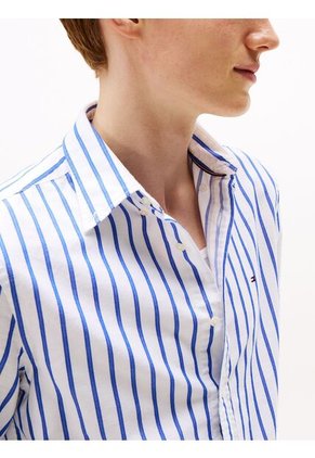 Camisa Blanca De Rayas De Corte Regular Tommy Hilfiger