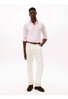 Camisa Rosada Flex Poplin De Corte Slim Tommy Hilfiger