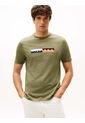 Camiseta Verde Con Logo Colorblock Estampado En El Pecho Tommy Hilfiger de Tommy Hilfiger