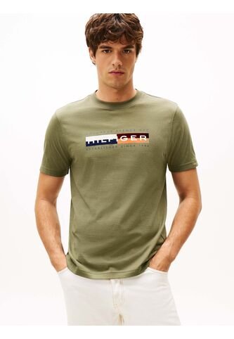 Camiseta Verde Con Logo Colorblock Estampado En El Pecho Tommy Hilfiger Tommy Hilfiger