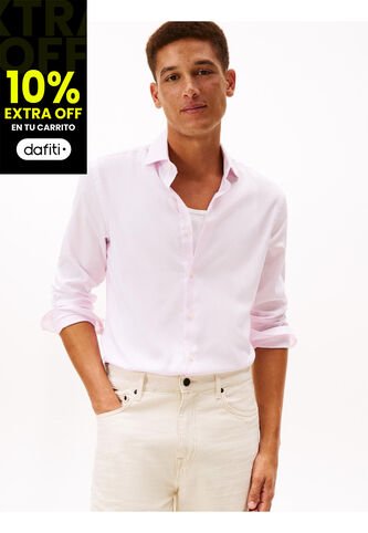 Camisa Rosada De Tejido Dobby Tommy Hilfiger Tommy Hilfiger