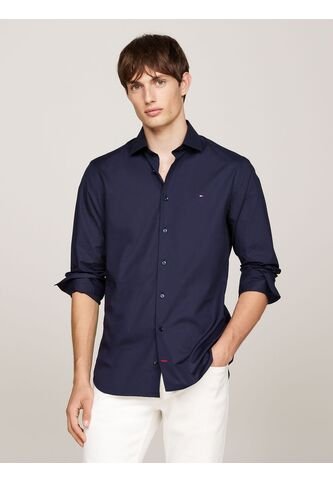 Camisa Negra Flex Poplin De Corte Slim Tommy Hilfiger Tommy Hilfiger