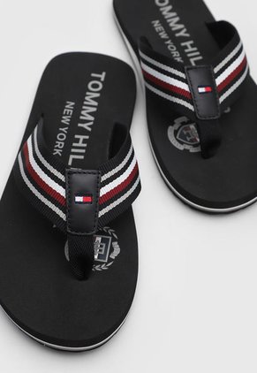Sandalia Negro-Vinotinto-Blanco Tommy Hilfiger Stripes Beach
