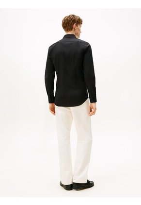 Camisa Negra Flex Poplin De Corte Slim Tommy Hilfiger