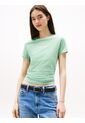Camiseta Verde Claro De Punto Con Logo Y Corte Slim Tommy Jeans de Tommy Hilfiger
