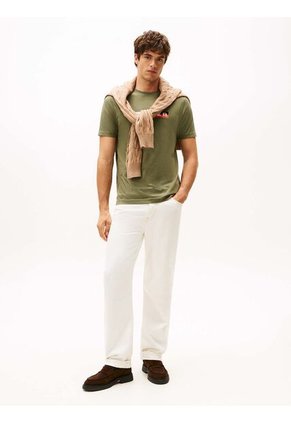 Camiseta Verde Con Logo Colorblock Estampado En El Pecho Tommy Hilfiger