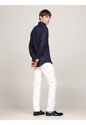 Camisa Negra Flex Poplin De Corte Slim Tommy Hilfiger