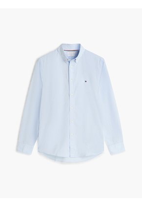 Camisa Azul Flex Poplin De Corte Slim Tommy Hilfiger