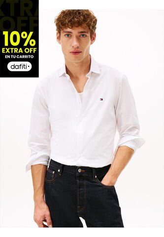 Camisa Blanca Slim Flex Con Textura Dobby Tommy Hilfiger Tommy Hilfiger