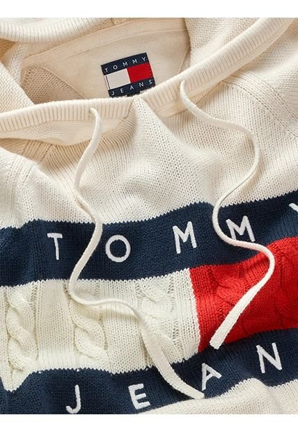 Buzo Blanco Con Capota Y Logo Tommy Jeans