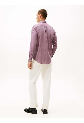 Camisa Roja De Corte Regular Con Estructura Dobby Con Estampado Tommy Hilfiger