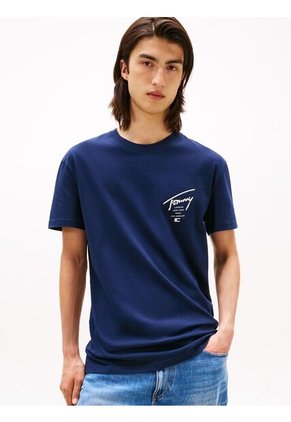 Camiseta Azul Signature De Punto Con Logo Trasero Tommy Jeans