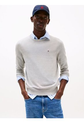 Saco Gris De Cuello Redondo Con Logo Bordado Tommy Hilfiger