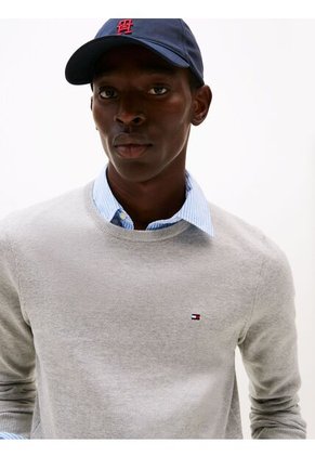 Saco Gris De Cuello Redondo Con Logo Bordado Tommy Hilfiger