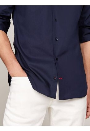 Camisa Negra Flex Poplin De Corte Slim Tommy Hilfiger