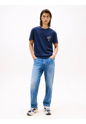 Camiseta Azul Signature De Punto Con Logo Trasero Tommy Jeans
