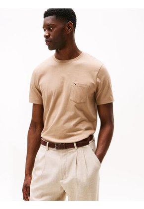 Camiseta Beige De Cuello Redondo Con Bolsillo Tommy Hilfiger
