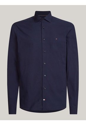 Camisa Negra Flex Poplin De Corte Slim Tommy Hilfiger