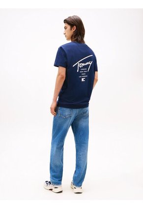 Camiseta Azul Signature De Punto Con Logo Trasero Tommy Jeans