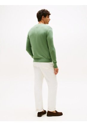 Saco Verde Con Cuello En V Y Logo Bordado Tommy Hilfiger