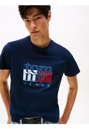 Camiseta Azul Slim Con Logo Gráfico Tommy Jeans
