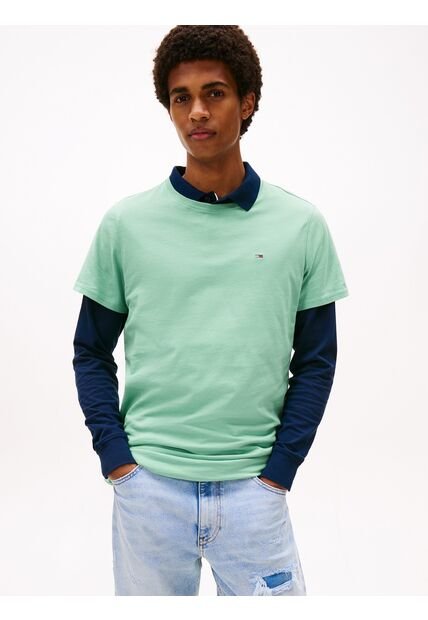 Camiseta Verde Claro Clásica Con Cuello Redondo Tommy Jeans