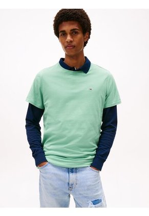 Camiseta Verde Claro Clásica Con Cuello Redondo Tommy Jeans