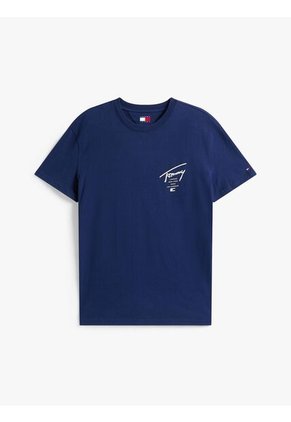 Camiseta Azul Signature De Punto Con Logo Trasero Tommy Jeans