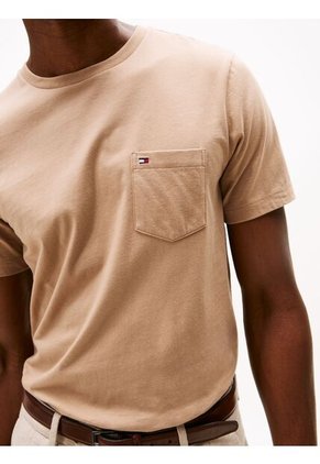 Camiseta Beige De Cuello Redondo Con Bolsillo Tommy Hilfiger