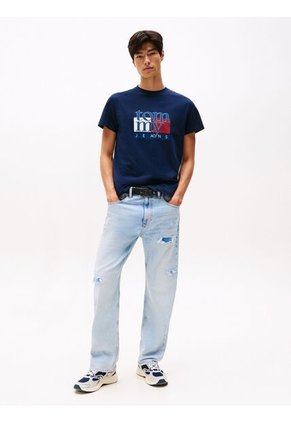 Camiseta Azul Slim Con Logo Gráfico Tommy Jeans