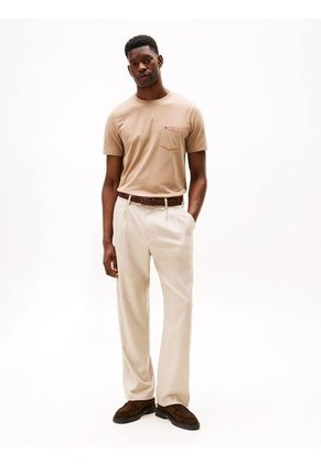 Camiseta Beige De Cuello Redondo Con Bolsillo Tommy Hilfiger