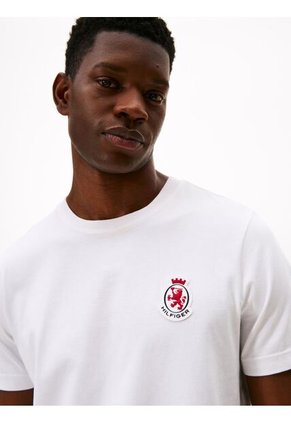 Camiseta Blanca De Punto Con Escudo Engomado Tommy Hilfiger