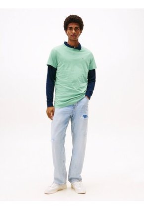 Camiseta Verde Claro Clásica Con Cuello Redondo Tommy Jeans
