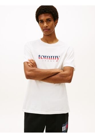 Camiseta Blanca De Punto Con Logo Y Cuello Redondo Tommy Jeans Tommy Hilfiger