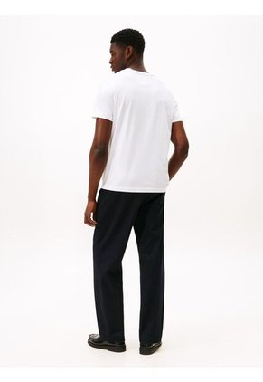 Camiseta Blanca De Punto Con Escudo Engomado Tommy Hilfiger