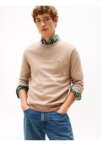 Saco Beige De Cuello Redondo Con Logo Bordado Tommy Hilfiger Tommy Hilfiger