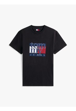 Camiseta Negra Slim Con Logo Gráfico Tommy Jeans