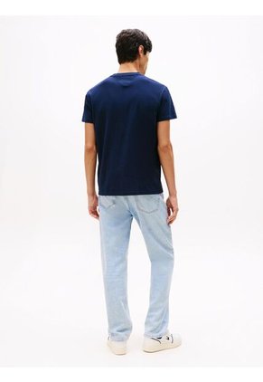 Camiseta Azul De Punto Con Logo Y Cuello Redondo Tommy Jeans