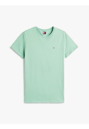 Camiseta Verde Claro Clásica Con Cuello Redondo Tommy Jeans