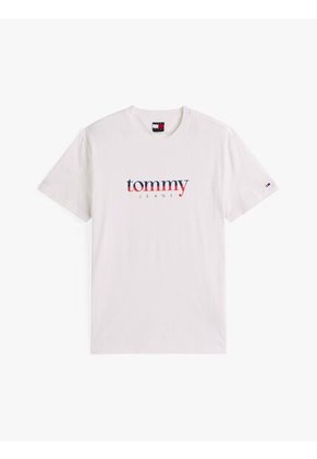 Camiseta Blanca De Punto Con Logo Y Cuello Redondo Tommy Jeans