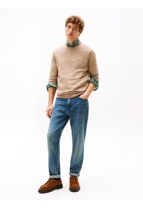 Saco Beige De Cuello Redondo Con Logo Bordado Tommy Hilfiger