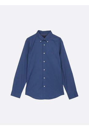 Camisa Azul Marino TH Flex Regular De Popelín Tommy Hilfiger