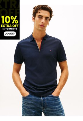 Polo Azul Marino De Corte Regular De Cierre De Cremallera De 1/4 Tommy Hilfiger