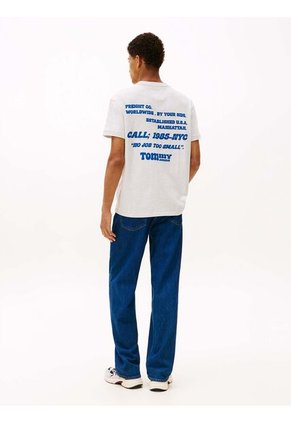 Camiseta Gris Slim De Cuello Redondo Con Logo Tommy Jeans