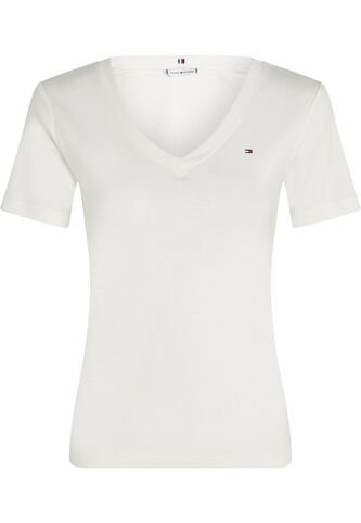 Camiseta Blanca De Cuello V Con Diseño De Rayas Tommy Hilfiger Tommy Hilfiger