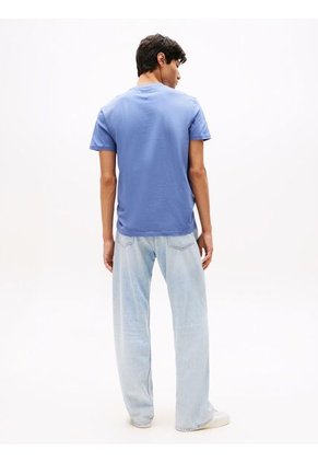 Camiseta Azul De Punto Con Logo Y Cuello Redondo Tommy Jeans