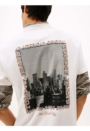 Camiseta Blanca De Punto Con Foto Estampada Tommy Jeans