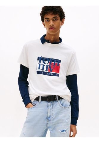 Camiseta Blanca Slim Con Logo Gráfico Tommy Jeans Tommy Hilfiger