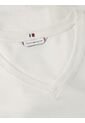 Camiseta Blanca De Cuello V Con Diseño De Rayas Tommy Hilfiger de Tommy Hilfiger