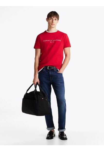 Camiseta Roja Con Logo Bordado Tommy Hilfiger